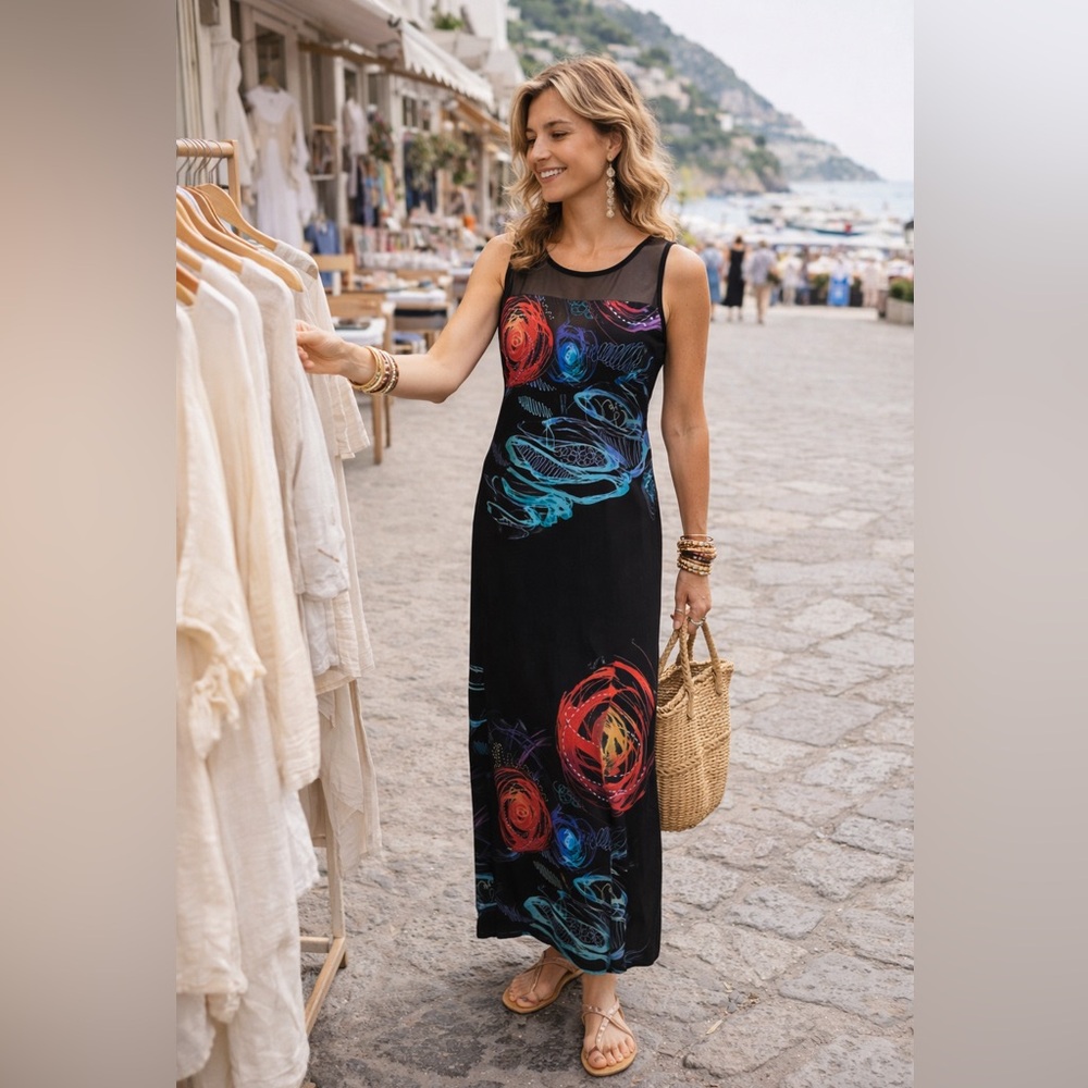 Colorful Abstract Gitane Canada NWT Maxi Dress Sz small